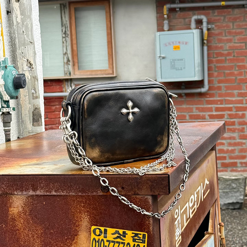 小众十字小方包单肩休闲复古做旧腋下包链条斜挎包2025秋新款女|undefined