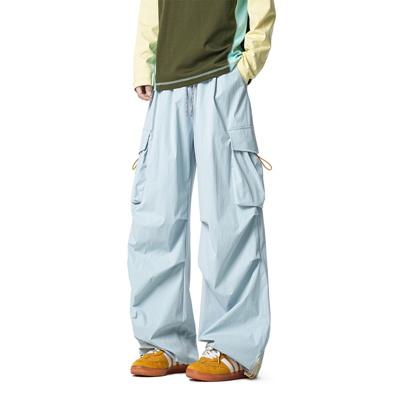 Drawstring Sports Straight-Leg Pants, Thin and Loose Casual Wide-Leg Pants for Spring, Autumn, and Summer, Straight-Leg Sweatpants, Men's Workwear Pants Drawstring Sports Straight-Leg Pants, Thin and Loose Casual Wide-Leg Pants for Spring, Autumn, and Summer, Straight-Leg Sweatpants, Men's Workwear Pants