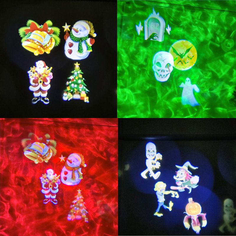 Proyector exterior impermeable de copos de nieve con doble tubo, 16 patrones y control remoto, luz decorativa para patio