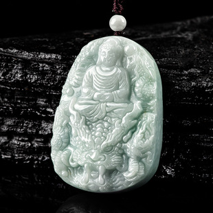Natural Burmese A Goods Jade Kowloon Protector Amitabha Buddha Ice Jade Pendant Men's Pendant Sihui Jade
