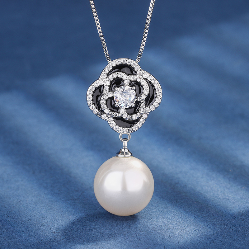 2024 nuevo estilo Zhuang Shengsheng joyería fondo de cobre chapado en oro con incrustaciones de perlas temperamento camelia traje femenino 16-14mm