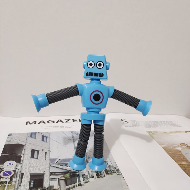 Robot luminoso explosivo transfronterizo, tubo estirable, tubo estirable, ventosa, tubo telescópico, puesto de juguetes de descompresión para niños