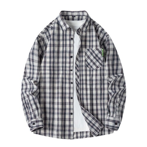 Spring and Autumn Season Fashion Checkered Style Casual Breathable Long-Sleeved Jacket