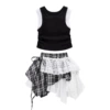 Backpack, vest, lace mini-skirt, set