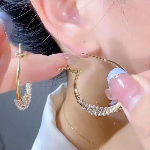 New Temperament Fashion Hoop Earrings Western Style High-end Crystal Earrings Light Luxury Unique Versatile Ear Accessories
