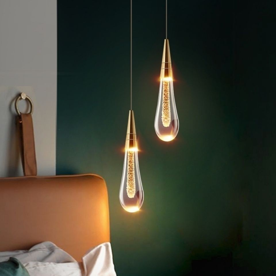 LED lluvia de meteoros gota de agua escalera araña recepción nuevo estilo chino luz personalidad de lujo lámpara LED dormitorio lámpara de noche lámpara de cristal