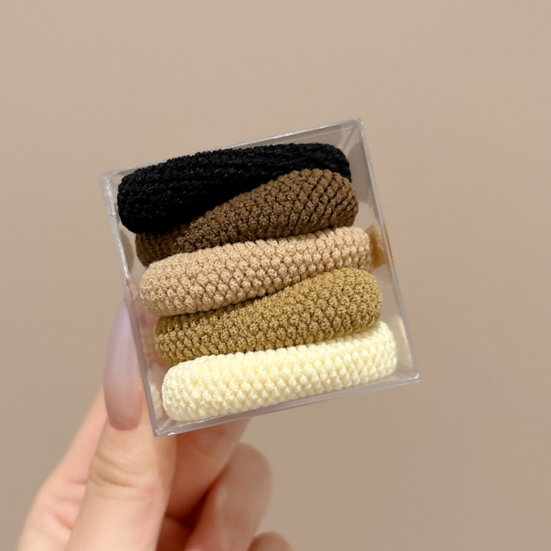 El nuevo anillo de cabello grueso y ancho con cola de caballo, cabeza de bola, cuerda de cabeza simple, alta elasticidad, no daña el cabello, banda de goma, cuerda de cabello para adultos