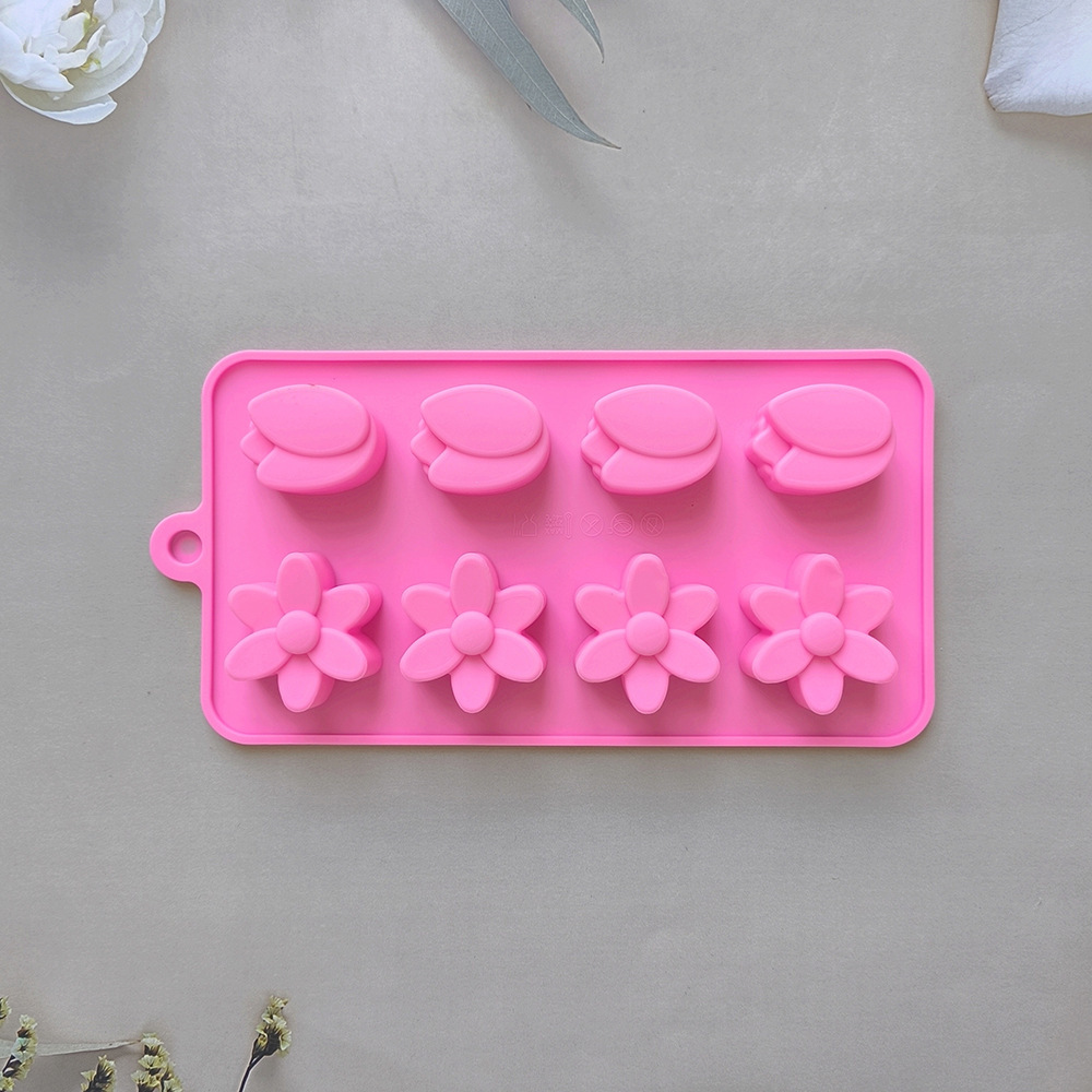 8 líneas de 2 flores 730 silicona chocolate molde de hielo molde de chocolate molde de dulces