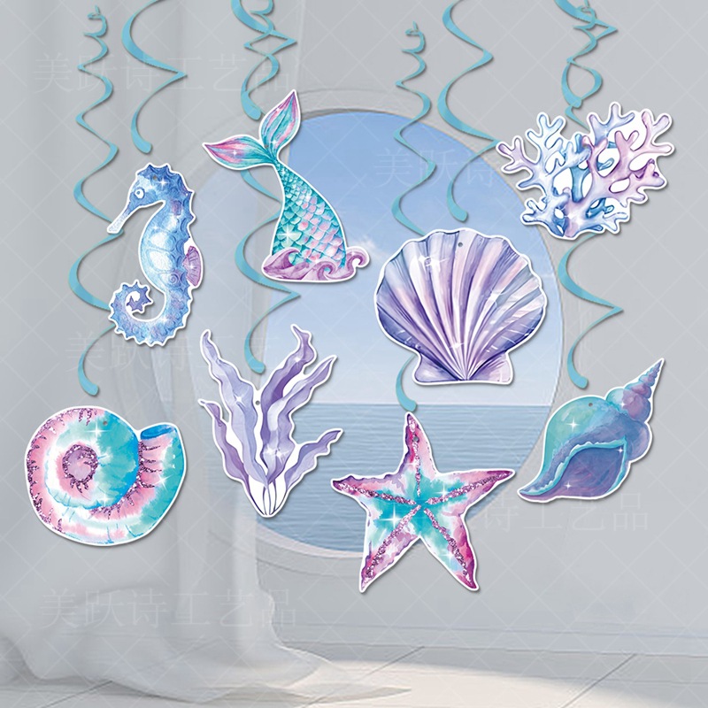 Nueva decoración de fiesta submarina espiral sirena fiesta de cumpleaños atmósfera decoración de colgante espiral