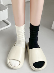 White sock girl summer mid-calf pure cotton bunched socks, Insta trendy, boneless socks, spring and summer black postpartum socks, wholesale