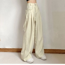 美式垂感高腰直筒拖地长裤休闲裤男女高个子显瘦慵懒宽松百搭阔腿