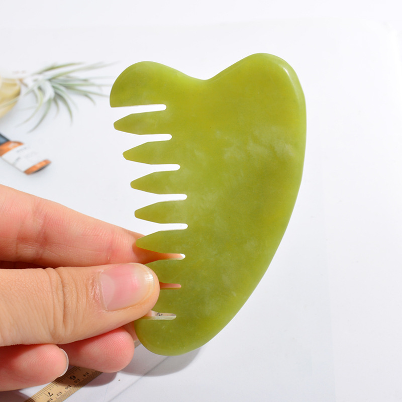 Korun Factory New Jade Massage Comb Head Massage Comb Scraping Meridian Green Phoenix Heart-shaped Jade Comb Wholesale