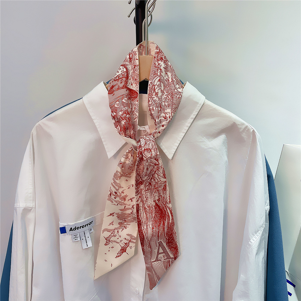20g Weight Silk Scarf Classification Daily Occasion Silk Material Letter Pattern All Seasons Season Women'S Gender Printing Design Fashion Style Women's Fashion Letter Silk Printing Silk Scarves 57