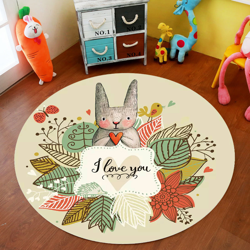 Transfronteriza de dibujos animados alfombra redonda dormitorio lindo cama completa estera de noche engrosada de terciopelo de cristal alfombra del piso de los niños alfombra de la habitación