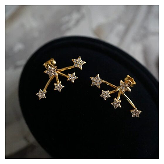 Exquisite fashion super flash star earrings fashion personality Joker a multi-wear design earrings light luxury high earrings