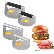 不锈钢汉堡压肉器塑料手柄圆形手动挤压器肉饼多功能煎牛排压饼器