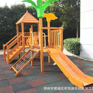 幼儿园大型户外木质滑滑梯实木儿童家用木制攀岩架滑梯组合定做