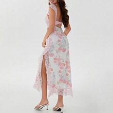 N 72023 Lace Backs Slit Dress ��ɫ������ȹ �羳ŷ��