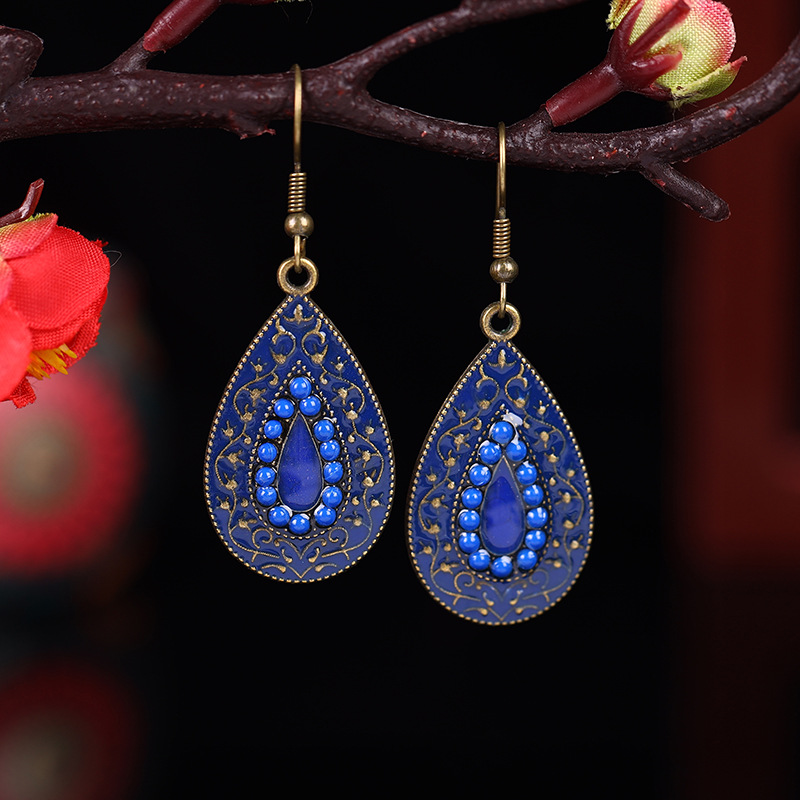 1 Pair Retro Water Droplets Alloy Plating Women's Drop Earrings display picture 14