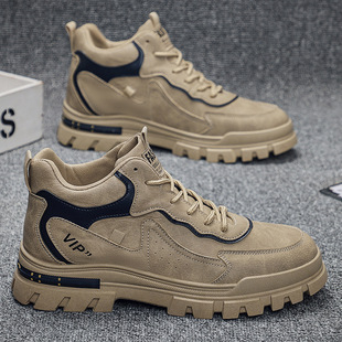 2025 New Autum Men's Boots Thick-Soled Trendy Men's Shoes British Style Sports Casual Shoes Outdoor Flats