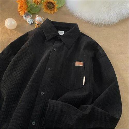 Retro Corduroy Long-Sleeve Shirt for Men, Academic Style, New Fall/Winter Version, Loose Fit, Trendy Streetwear Brand Casual Couple's Jacket