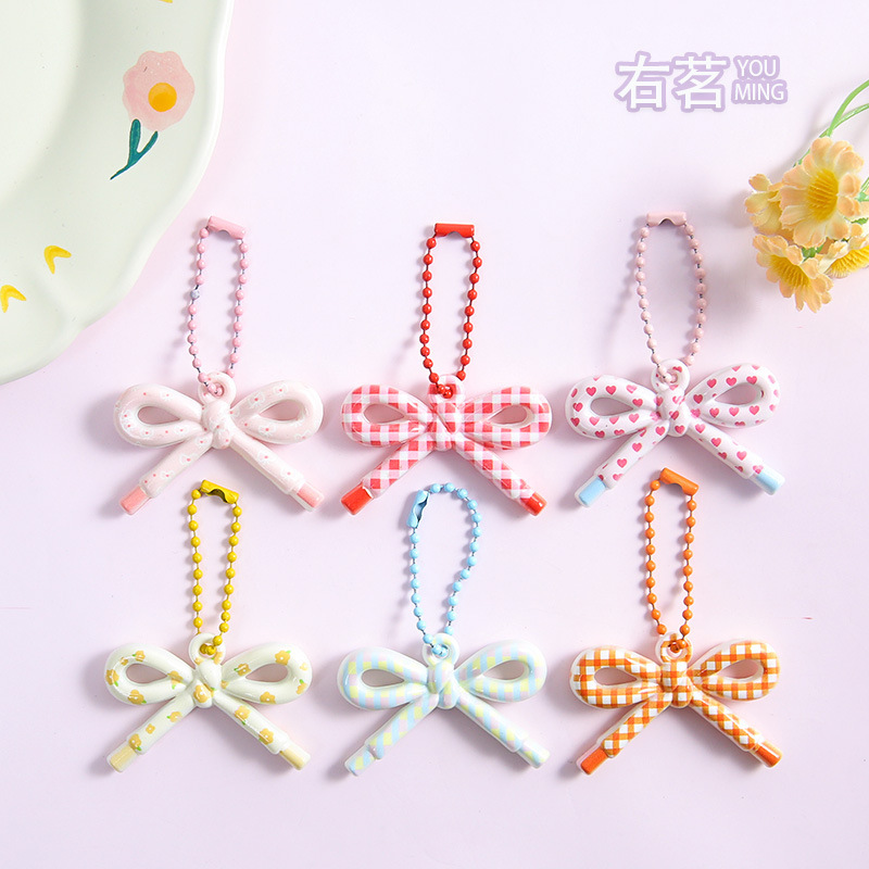 Dopamine Colorful Pattern Bow Bead Chain DIY Decorative Bag Mobile Phone Case Keychain Jewelry Accessories Wholesale Dopamine Colorful Pattern Bow Bead Chain DIY Decorative Bag Mobile Phone Case Keychain Jewelry Accessories Wholesale