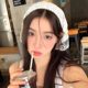 French Style Lace Triangle Scarf Women's Summer Sweet Cute Tape Vacation Photo Hair Belt Mori Tie Bag All-match Headwear
