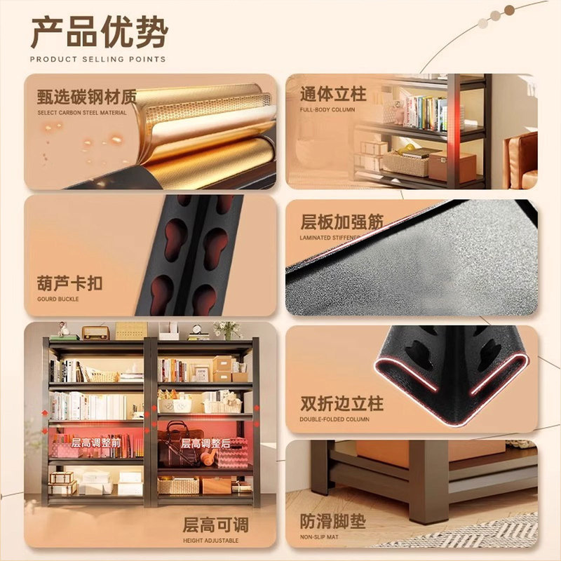 家庭用棚収納ラック多層床から天井までの収納ラック倉庫バルコニーキッチンバスルーム収納ラック鉄棚|undefined