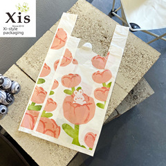 乳白鬱金香背心袋冰粉甜品塑料袋小吃零食外賣打包袋烘焙沙拉購物