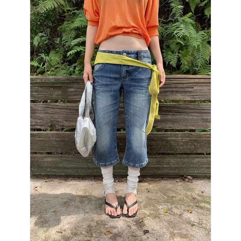 American Street Style Y2K Spicy Girl Low-Waist Flared Denim Shorts for Women, Summer Slim Fit Versatile Mid-Length Shorts American Street Style Y2K Spicy Girl Low-Waist Flared Denim Shorts for Women, Summer Slim Fit Versatile Mid-Length Shorts