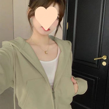 2025薄款短款新款上衣卫衣外套春秋小个子女装秋装连帽开衫