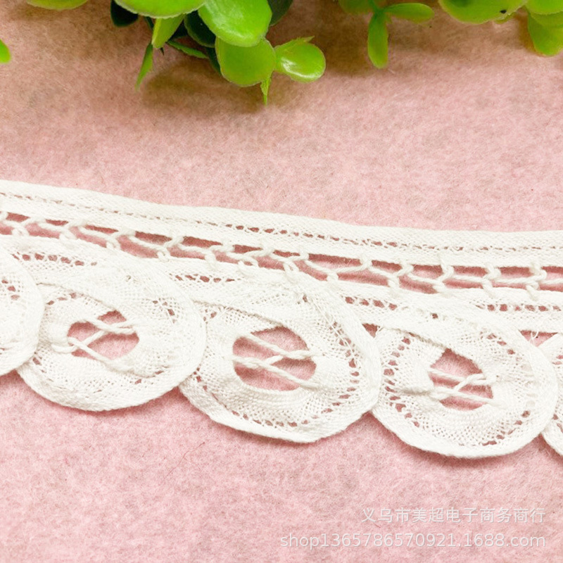 4.5cm手摇纯棉花边条码机绣蕾丝裙摆领口 家纺手工辅料花边