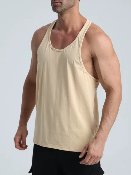 Cross-border New European and American Sports Leisure Vest Men's Breathable Outdoor Fitness Exercise Basketball Solid Color I-shaped Vest