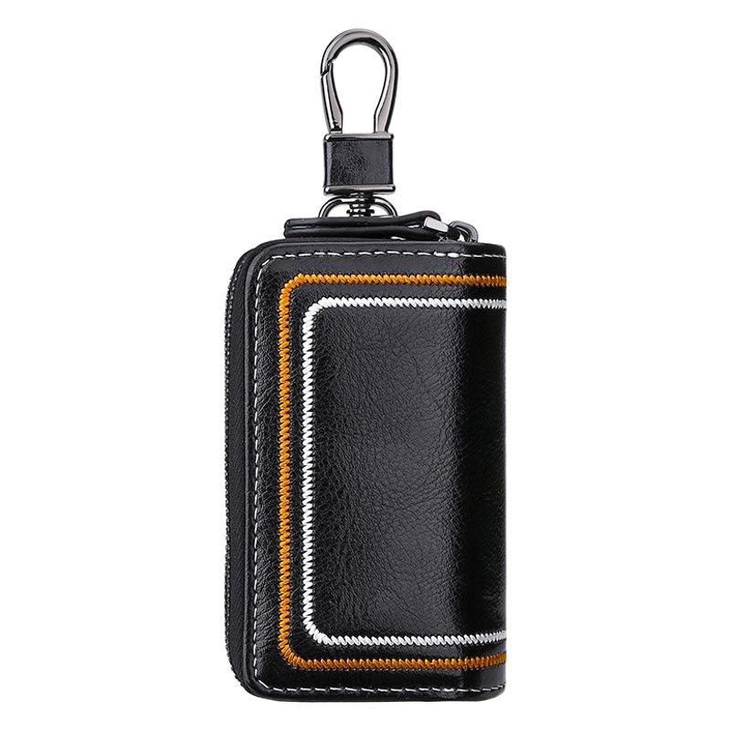 2021 multi-functional leather zipper car key bag men's and women's key bag fashion waist hanging car key bag