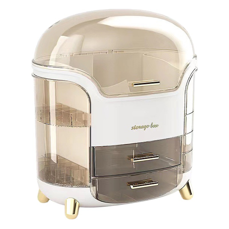 Tocador cosméticos caja de almacenamiento de plástico de escritorio de gran capacidad de cuidado de la piel estante perfume lápiz labial máscara caja