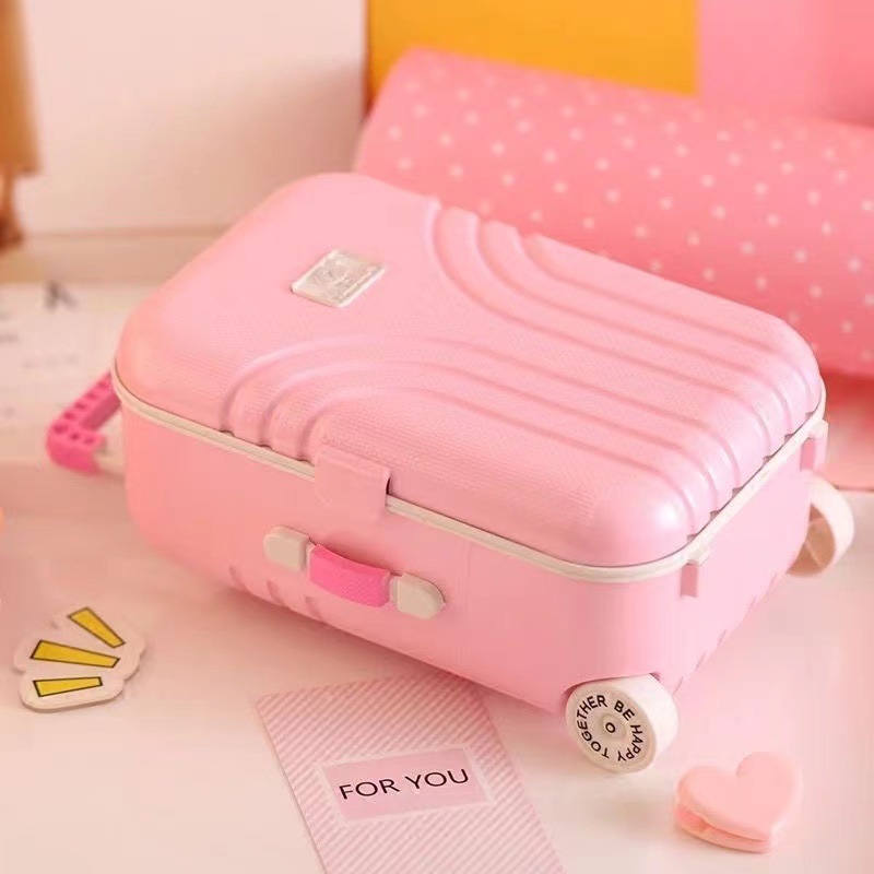 DIY handmade jewelry storage box, suitcase piggy bank, suitcase style piggy bank, trolley case piggy bank
