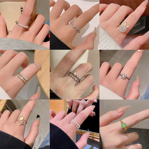 Retro niche design high-end open-mouthed ring for women, Ins trendy cool minimalist ring with elegant temperament, simple and stylish ending ring