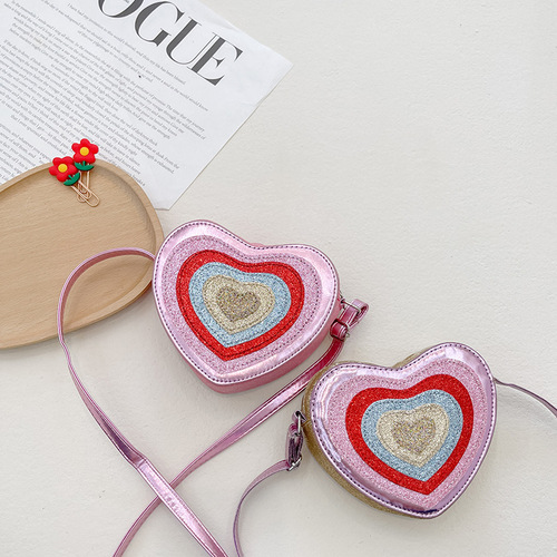 Children's Bag Fashion Kindergarten Bag Korean Style Heart-Shaped Decorated Coin Purse Cute Girls Crossbody Bag Mini Small Bag