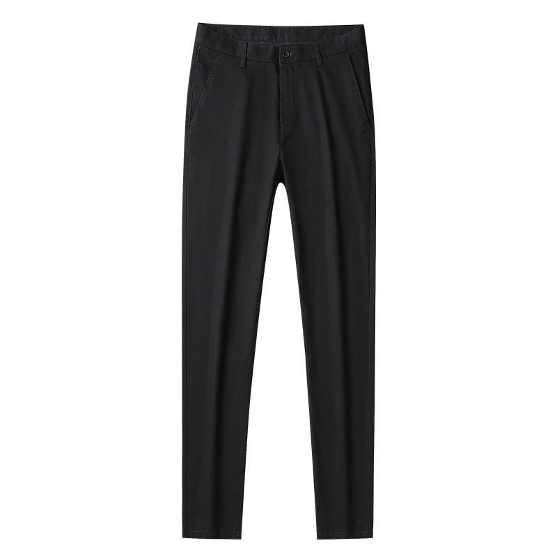 Pantalones de traje casual de algodón para hombres con forro polar slim fit de los hombres de negocios de cercanías rectos sin planchar de color sólido de los hombres pantalones largos