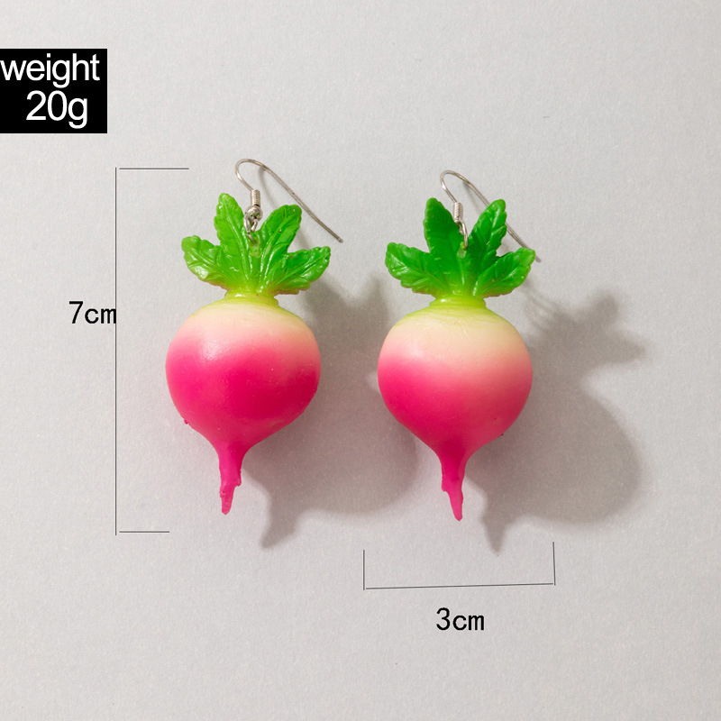 European And American Cute Fruit Strawberry Vegetable Carrot Earrings display picture 3