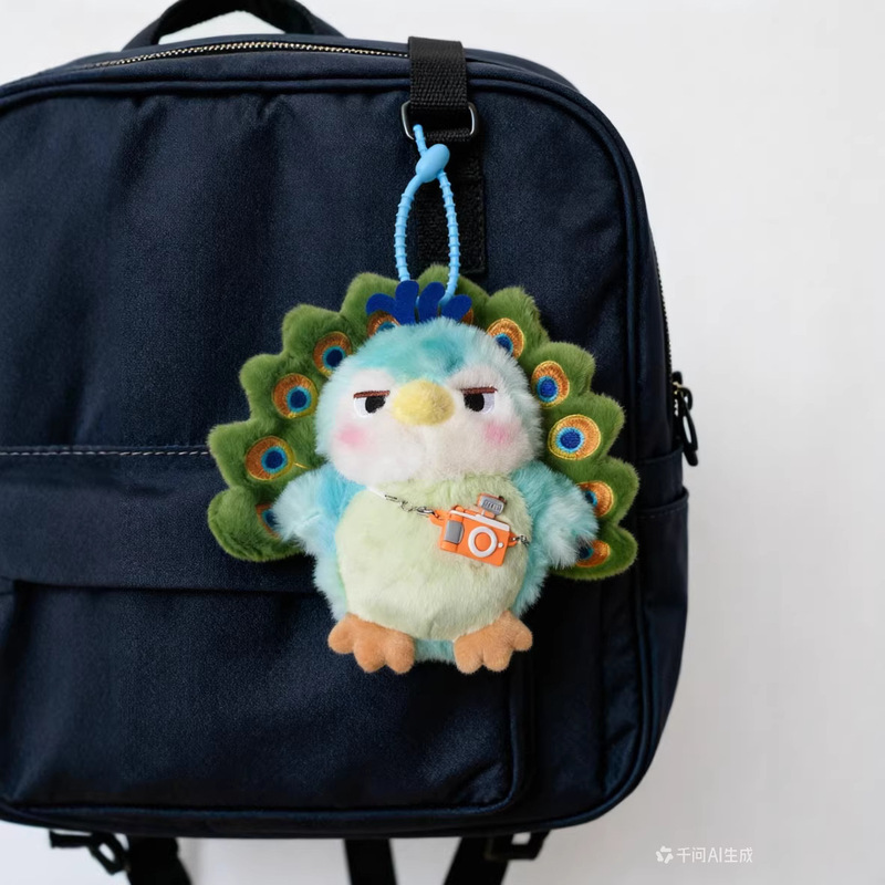 Yunnan Cultural and Creative Products Maillard High-Quality Green Peacock Plush Toy Backpack Pendant Cute Small Bag Charm