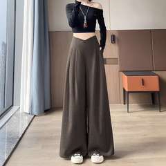 复古老钱风仿牛仔阔腿裤女2025年秋冬新款设计感垂感慵懒风休闲裤