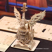 大提琴3D立体木质拼图音乐盒男diy手工女朋友情人节生日礼物女生