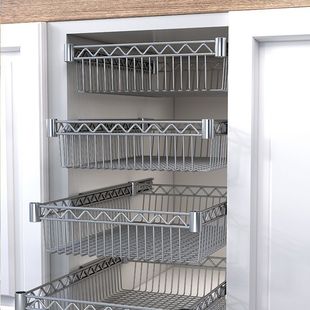 Cabinet Pull Basket Storage New Stainless Steel Pull Basket Dish Pull Basket Rack Push-Pull Drawer Type Renovation Seasoning Storage Basket