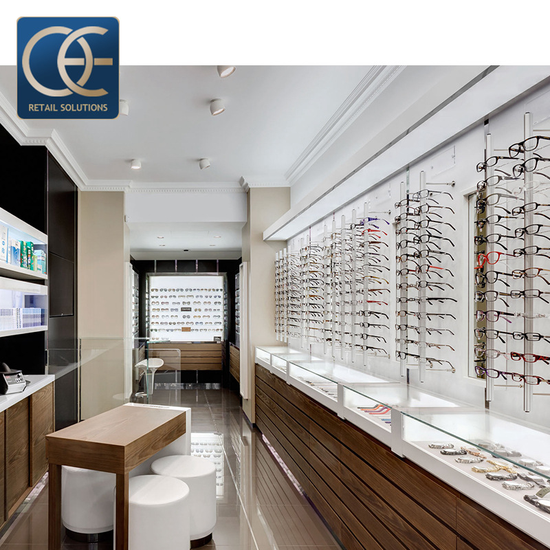 简约眼镜展柜展示柜 木质烤漆太阳镜展示架货柜多层亚克力悬挂架