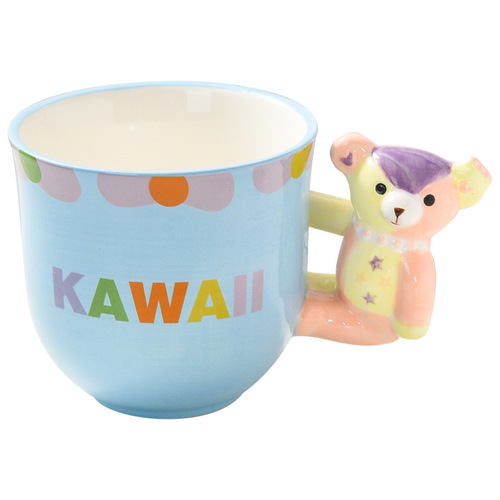 Cute cup female ceramic mug with bear handle breakfast cup bowl coffee high-looking couple drinking cup