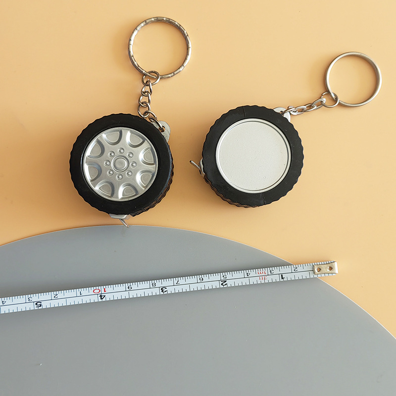 Suministro directo de fábrica, mini cinta métrica con forma de neumático de 1 metro, regalo, regla métrica e imperial, cinta métrica con llavero
