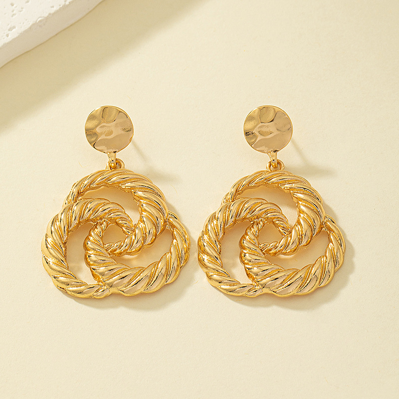 Wholesale Jewelry Vintage Style Circle Solid Color Alloy Plating Drop Earrings display picture 6