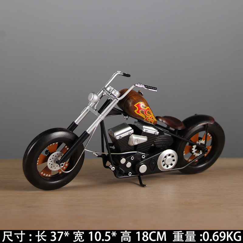 轻骑者摩托车模型仿真金属烈火战车酒吧橱窗装金属手工艺饰品摆件