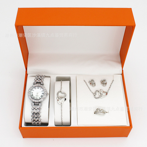 Foreign trade women's watch diamond bracelet necklace low price wristwatch set wristwatch bracelet set